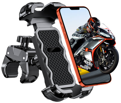 Motorcycle Phone Mount [Secure Grip][Anti-Drop], Upgrade Bike Phone Holder [1s Stable Lock], 360° Rotatable Phone Holder for Mountain Bike/ATV/Scooter, Fits for iPhone/Samsung 4.7-6.7"