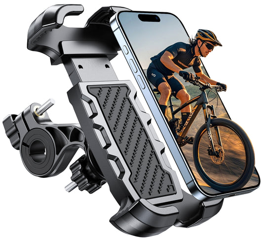 Motorcycle Phone Mount, Upgrade [Never Fall Off] [0 Shake] Bike Phone Mount, [3s Put & Take] 360° Rotatable Phone Holder for Motorcycle Bike Bicycle Scooter Compatible with Cellphones 4.7-6.8”