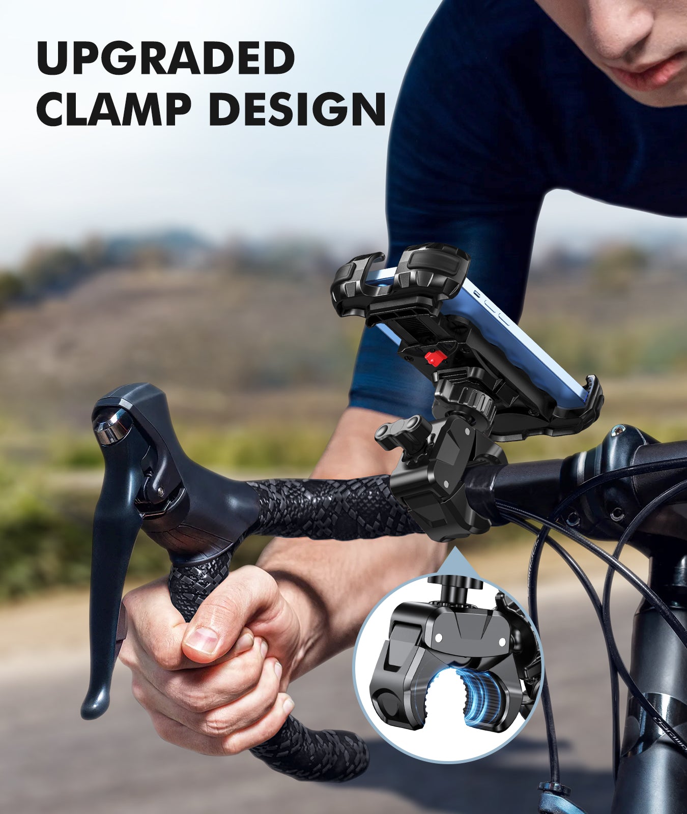 Motorcycle Phone Mount [Secure Grip][Anti-Drop], Upgrade Bike Phone Holder [1s Stable Lock], 360° Rotatable Phone Holder for Mountain Bike/ATV/Scooter, Fits for iPhone/Samsung 4.7-6.7"