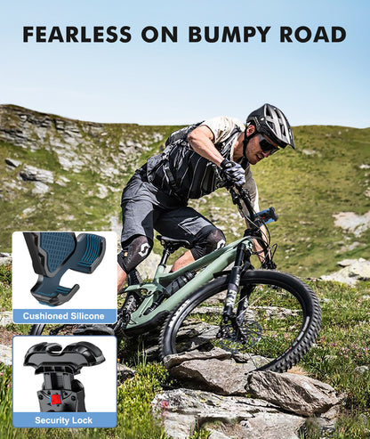 Motorcycle Phone Mount [Secure Grip][Anti-Drop], Upgrade Bike Phone Holder [1s Stable Lock], 360° Rotatable Phone Holder for Mountain Bike/ATV/Scooter, Fits for iPhone/Samsung 4.7-6.7"