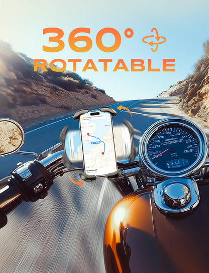 Strong Clamp Bike Phone Holder, [Stable Locking][360° Rotatable] Motorcycle Phone Mount, Tool-Free Installation Bike Phone Mount, Compatible with iPhone 17 Pro Max/S25 Ultra, 4.7-6.9’’ Phones