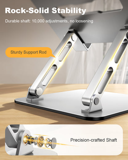 Ergonomic Laptop Stand, Dual-Bar Support & Height Adjustable Laptop Riser Holder for Desk, Ventilated & Portable Computer Notebook Stand Mount, Compatible with MacBook Air Pro/Dell/HP (10"-16")