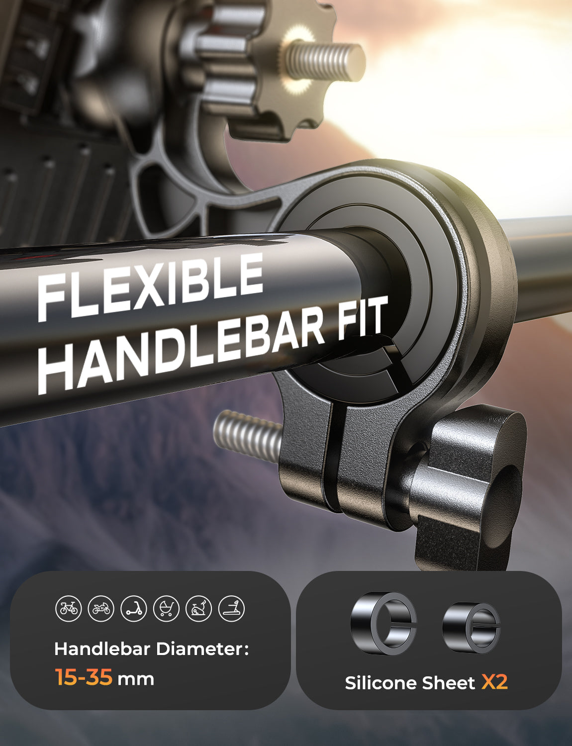 Strong Clamp Bike Phone Holder, [Stable Locking][360° Rotatable] Motorcycle Phone Mount, Tool-Free Installation Bike Phone Mount, Compatible with iPhone 17 Pro Max/S25 Ultra, 4.7-6.9’’ Phones