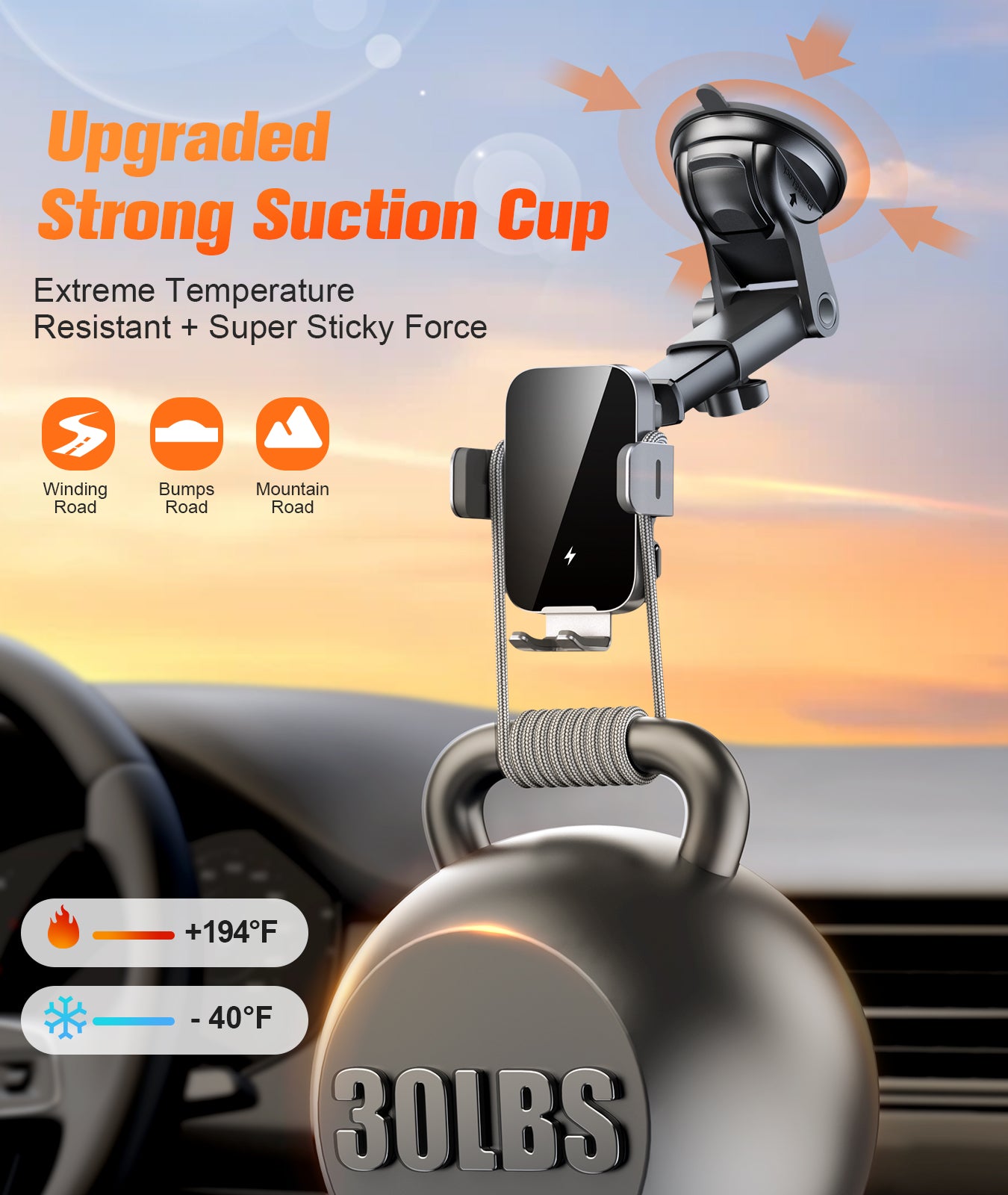 Wireless Car Charger Mount Auto Clamping, 15W Fast Charging Car Phone Holder Charger for Dash Windshield Vent for iPhone 17 16 15 14 13 12 Pro Max, Samsung Galaxy S25 S24+ S23 Ultra S22 S21+