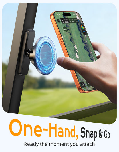 Magnetic Golf Cart Phone Holder, Strong Magnet Phone Mount Compatible with MagSafe iPhone 12-17 and Android, Fits EZGO, Club Car, Yamaha, Golf Cart Accessories Gift for Golfers Men Women