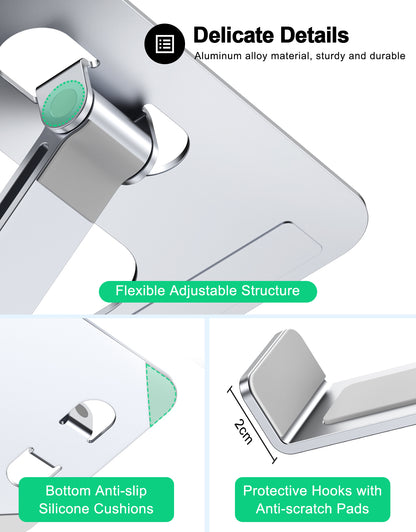 Foldable Laptop Stand, Height Adjustable Ergonomic Computer Stand for Desk, Aluminum Portable Laptop Lecterns Riser Notebook Mount Compatible with MacBook Pro Air, HP, Dell 10-16"