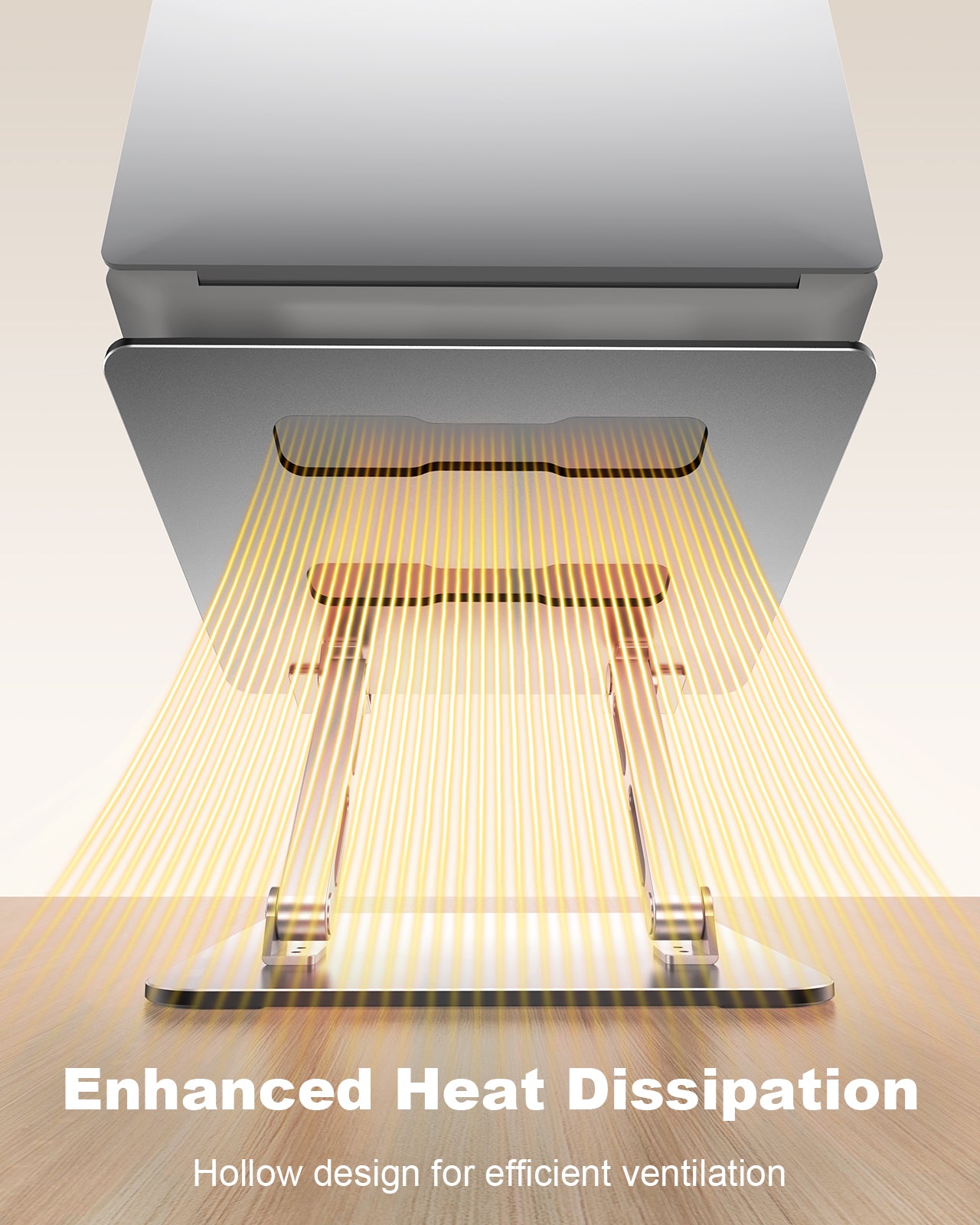 Ergonomic Laptop Stand, Dual-Bar Support & Height Adjustable Laptop Riser Holder for Desk, Ventilated & Portable Computer Notebook Stand Mount, Compatible with MacBook Air Pro/Dell/HP (10"-16")