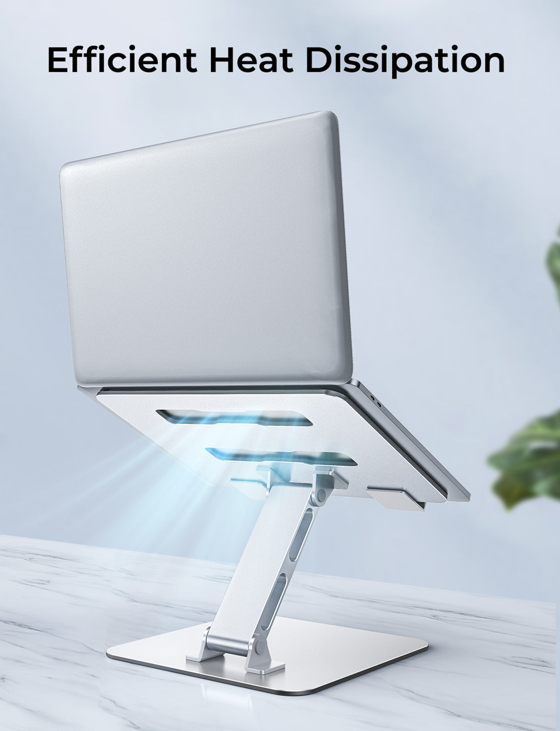 Adjustable Ergonomic Laptop Stand for Desk, Foldable Computer Stand, Stable Aluminum Lectern Notebook Riser & Portable Laptop Holder Mount Compatible with 10-16" MacBook Pro/Air, Dell, HP