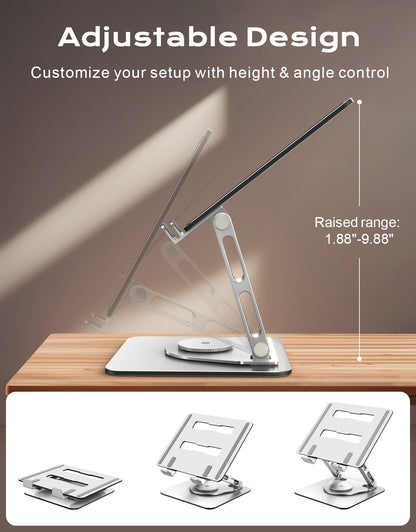 Laptop Stand for Desk 360° Flexible Rotating, Ergonomic Adjustable Laptop Riser Holder with Dual-bar Support, Portable Computer Notebook Stand for MacBook Air Pro, Dell XPS, HP (10-16")