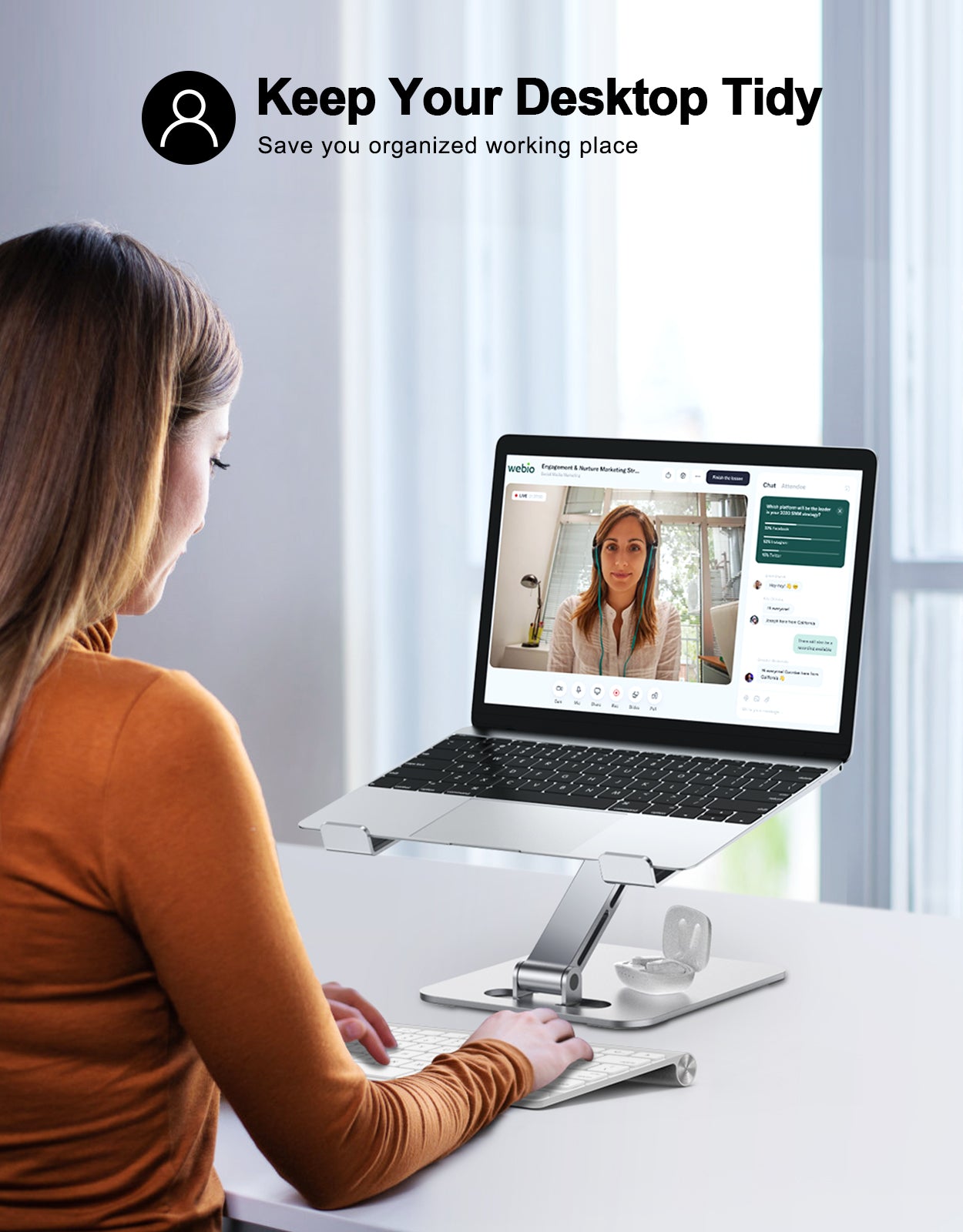 Foldable Laptop Stand, Height Adjustable Ergonomic Computer Stand for Desk, Aluminum Portable Laptop Lecterns Riser Notebook Mount Compatible with MacBook Pro Air, HP, Dell 10-16"