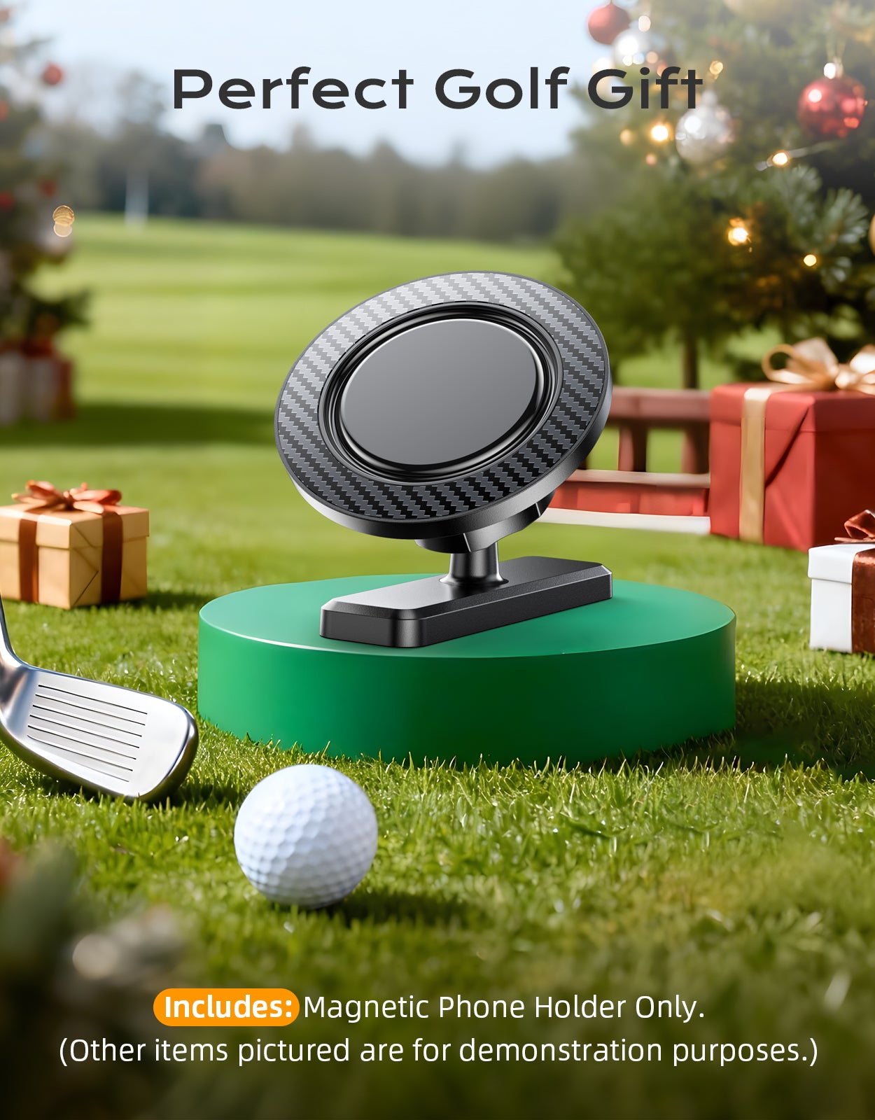 Magnetic Golf Cart Phone Holder, Strong Magnet Phone Mount Compatible with MagSafe iPhone 12-17 and Android, Fits EZGO, Club Car, Yamaha, Golf Cart Accessories Gift for Golfers Men Women