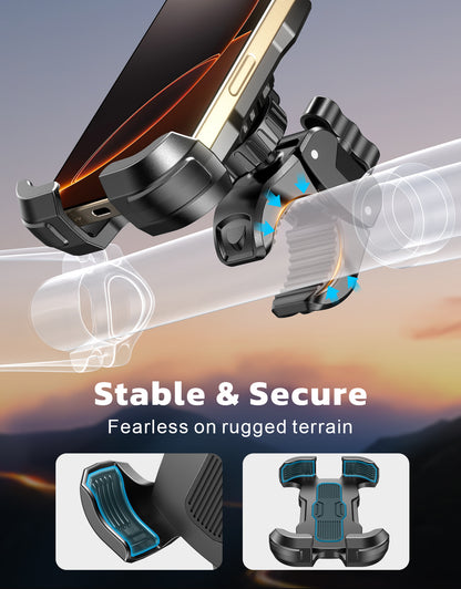 Motorcycle Phone Mount, [One-Click Lock] Bike Phone Holder, [Upgrade Cushioned Protection] Handlebar Phone Mount with Security Lock Compatible with iPhone, Samsung and 4.7-6.9'' Smartphones