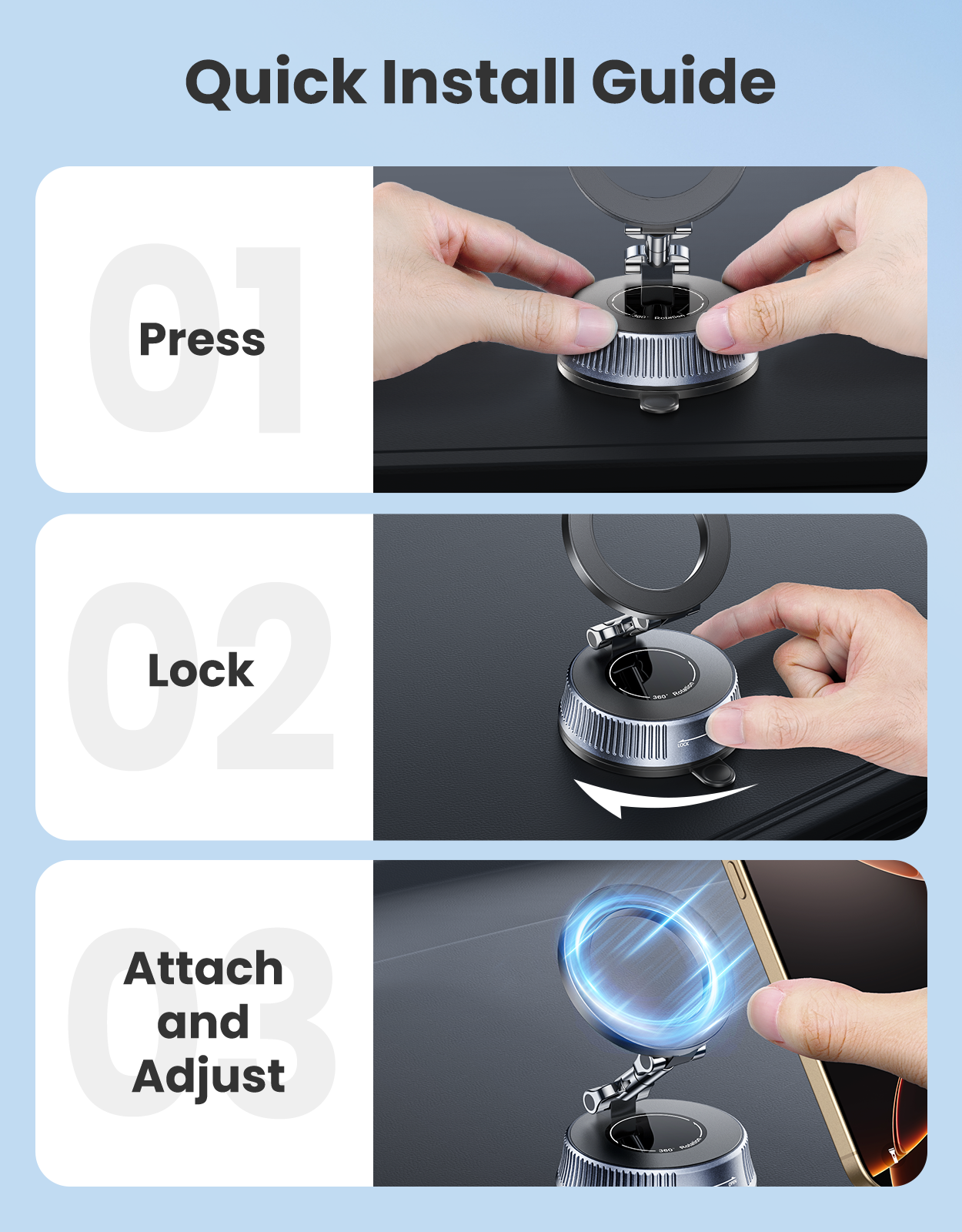 Magnetic Car Phone Holder with Suction Cup, [90LBS Vacuum Suction & 2800GF Strong Magnetic] Phone Holders for Your Car, 360° Adjustable Car Phone Mount for MagSafe, iPhone 17 16 15, Android