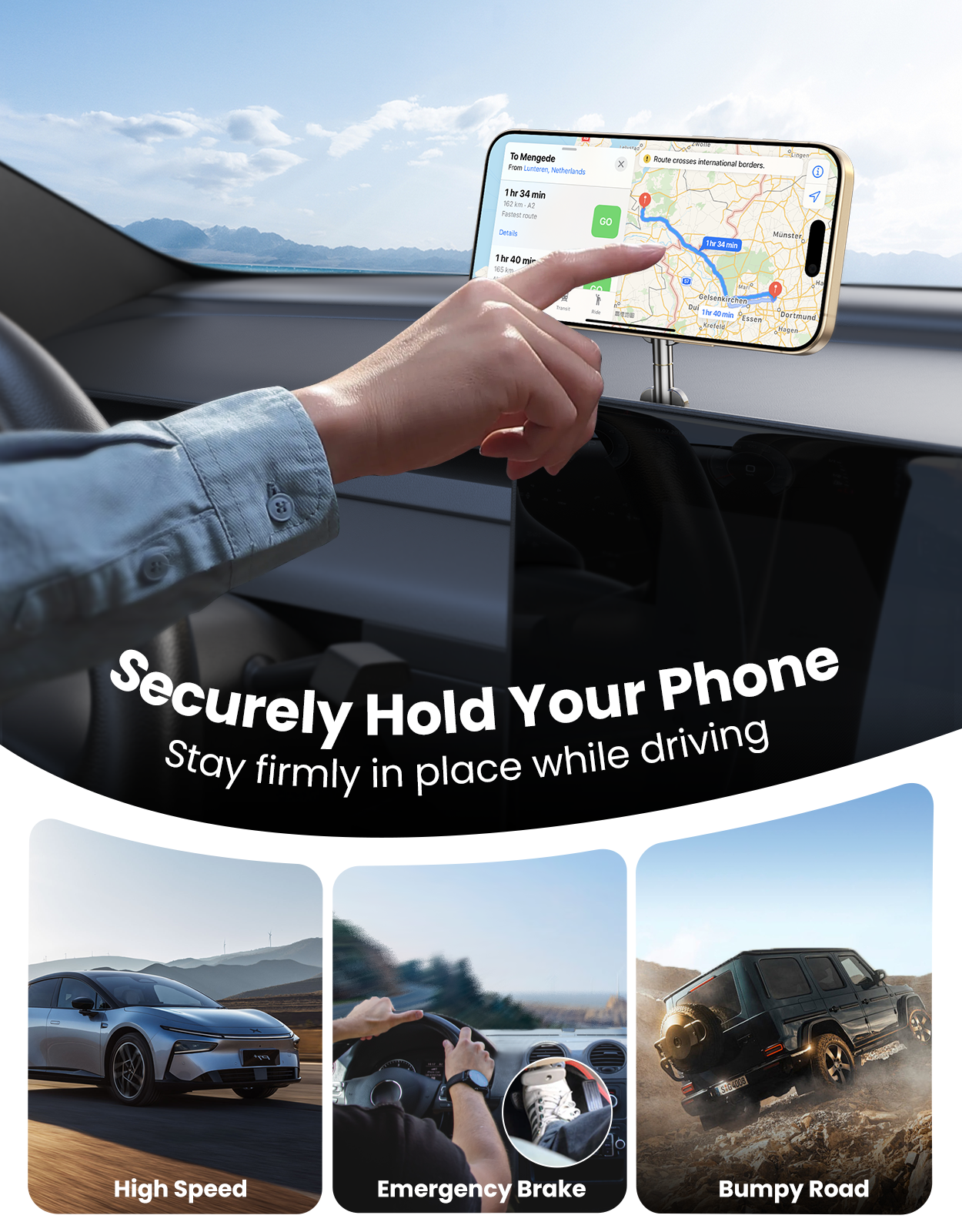 Magnetic Car Phone Holder with Suction Cup, [90LBS Vacuum Suction & 2800GF Strong Magnetic] Phone Holders for Your Car, 360° Adjustable Car Phone Mount for MagSafe, iPhone 17 16 15, Android