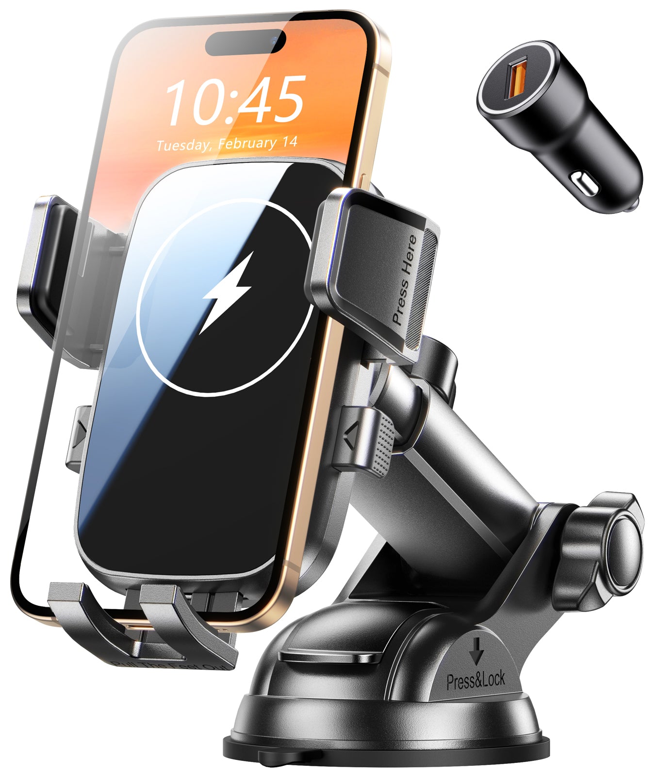 Wireless Car Charger, [15W Fast Charging] Car Phone Mount with Upgrade Suction, Car Phone Holder Charger for Dashboard Windshield Compatible with iPhone 17/16/15 Pro Max, Galaxy S25/S24 Ultra