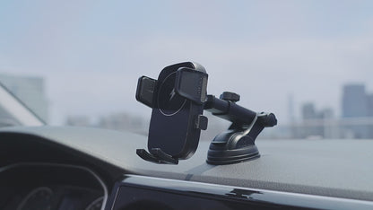 Wireless Car Charger, [15W Fast Charging] Car Phone Mount with Upgrade Suction, Car Phone Holder Charger for Dashboard Windshield Compatible with iPhone 17/16/15 Pro Max, Galaxy S25/S24 Ultra